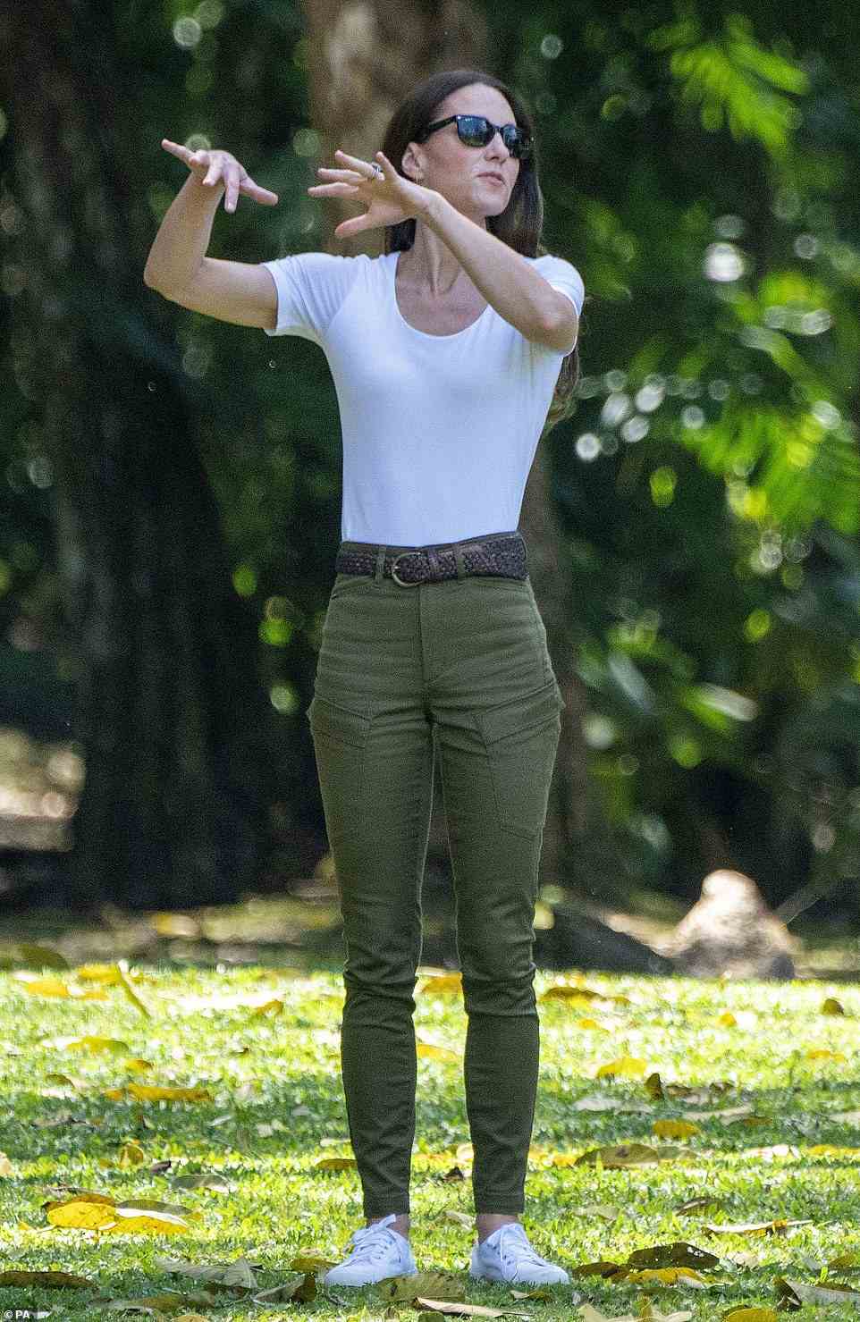 Pictured: The Duchess of Cambridge during a visit to Caracol, an ancient Mayan archaeological site deep in the jungle in the Chiquibul Forest in Belize