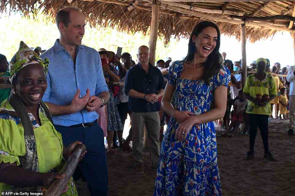 Pictured: William and Kate are on the second day of an eight day tour of the Caribbean to mark the Queen's Platinum Jubilee