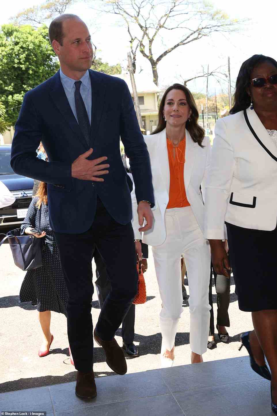 Prince William and Kate Middleton, the Duke and Duchess of Cambridge, during a visit to Shortwood Teacher's College in Kingston, Jamaica, on day five of their Royal Tour of the Caribbean