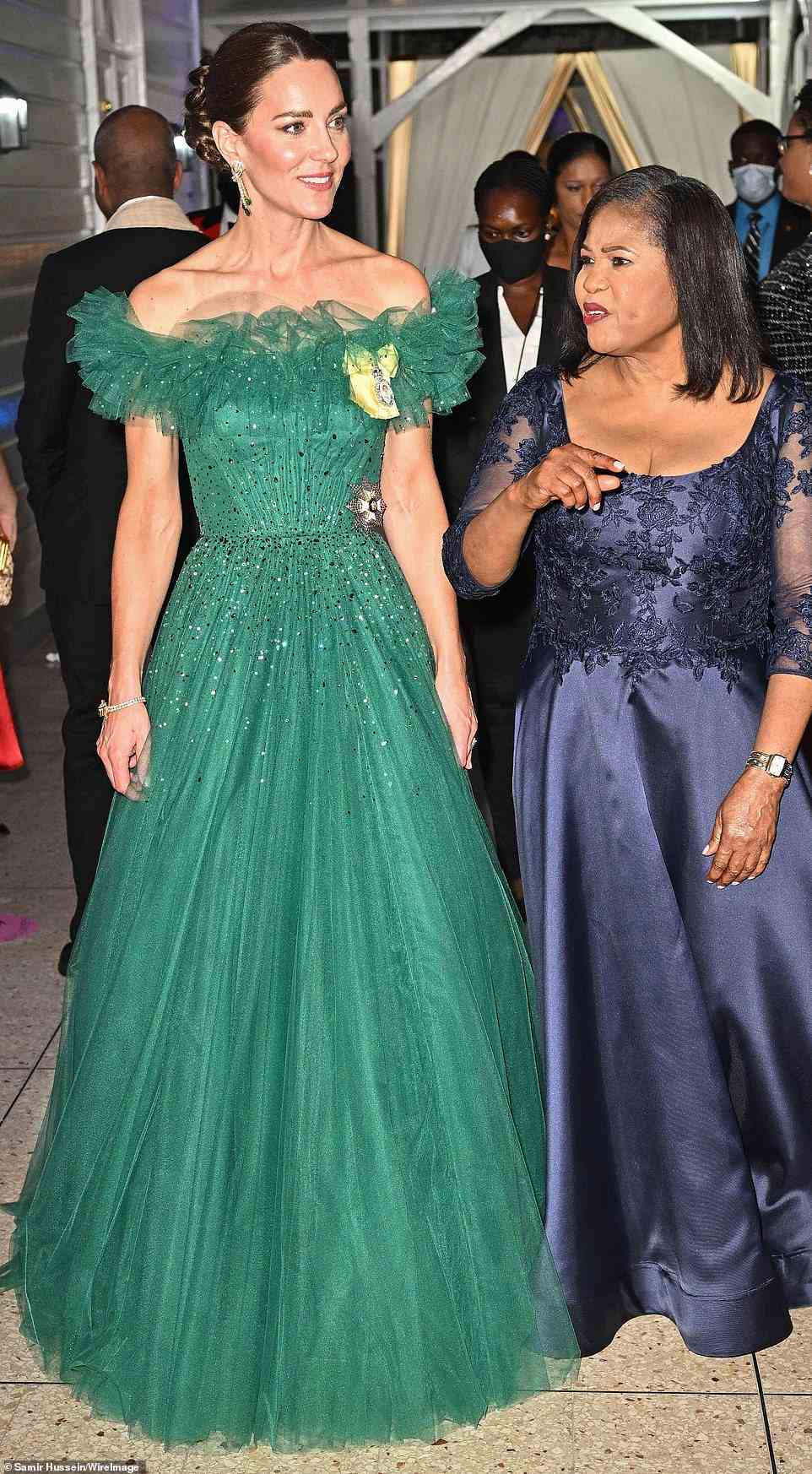 Pictured: Catherine, Duchess of Cambridge and Patricia Allen during the evening dinner