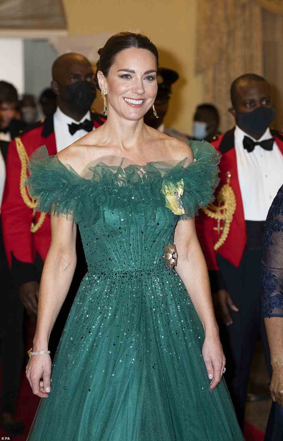 The other guests included Khadine Hylton who works in the field of the advancement of women and girls through quality education and is a recipient of the Governor-General's Achievement Award for her outstanding achievements. Pictured: The Duchess of Cambridge
