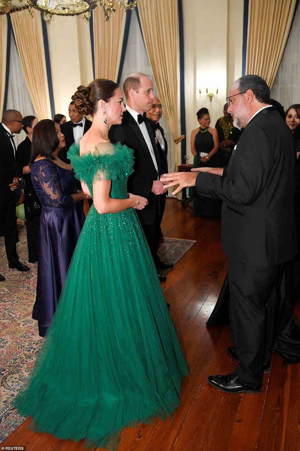 The Duke and Duchess of Cambridge, attend a dinner hosted by the Governor General of Jamaica Patrick Allen and his wife Patricia on the fifth day of their tour of the Caribbean, Kingston, Jamaica