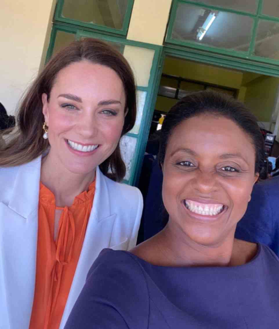 Early Childhood Commission Chairman Trisha K Williams-Singh posing for a selfie with the Duchess of Cambridge earlier today
