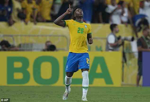 Vinicius Jr. erzielte nach 12 Länderspielen sein allererstes Tor für sein Land, um eine hervorragende Leistung abzurunden