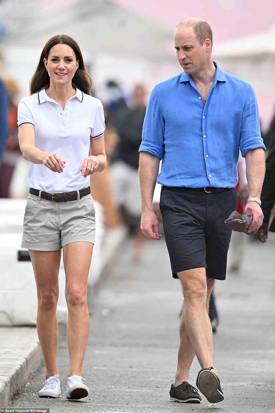 Pictured: The Duke and Duchess of Cambridge on their way to attend The Bahamas Platinum Jubilee Sailing Regatta at Montagu Bay