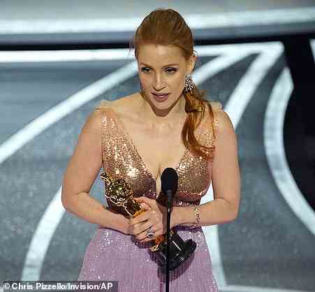 All eyes on her: Jessica Chastain finally won her first Best Actress trophy for her titular role in The Eyes Of Tammy Faye