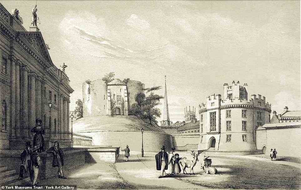 Francis Bedford's depiction of Castle Yard, showing Clifford's Tower (centre) circa 1840 to 1860
