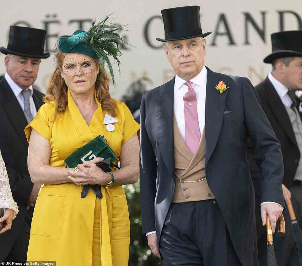 Andrew and his ex-wife Sarah Ferguson (pictured together) have been named as having received 'substantial sums'. There is no suggestion of any wrongdoing on their part. The prince has since repaid the cash after she alleged it was a scam