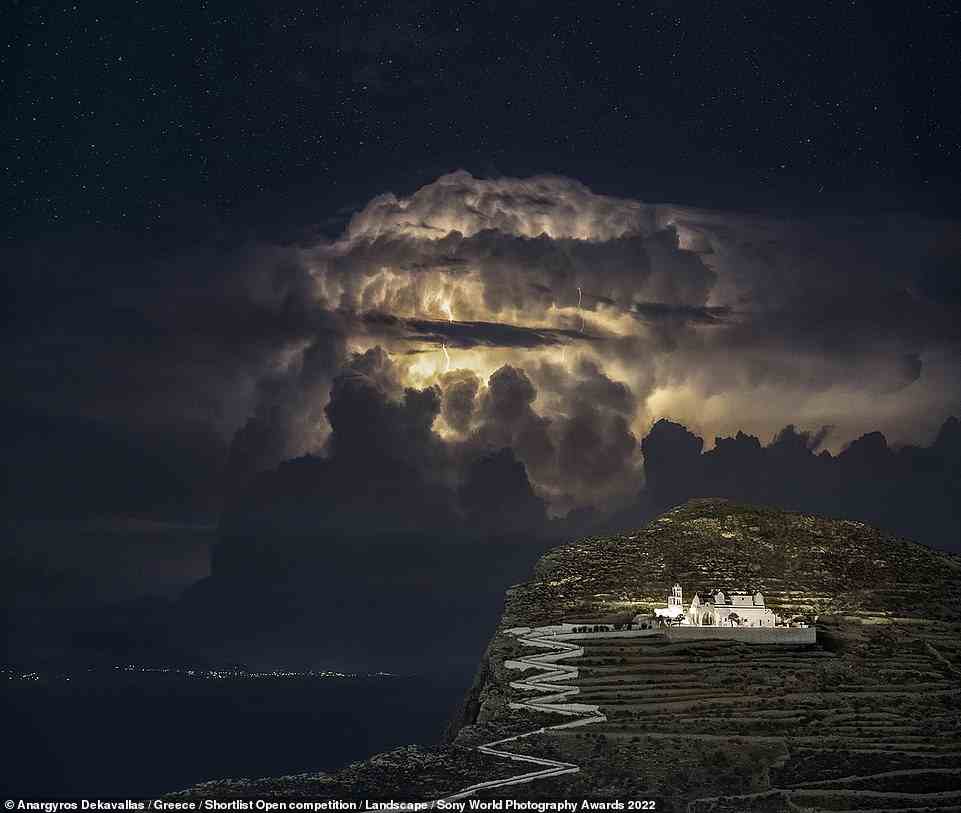 This powerful picture captures brooding midnight storms over the Aegean Sea, taken from a cliff above Chora on Folegandros island. 'I was admiring the amazing powers of nature,' says photographer Anargyros Dekavallas from Greece, whose image was shortlisted in the Landscape category
