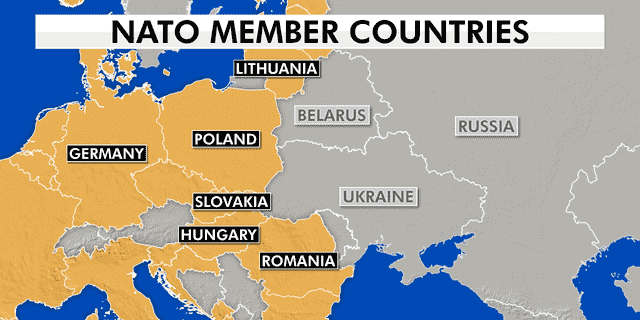 Die Karte zeigt eine Karte der NATO-Mitglieder