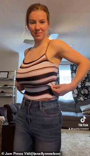 Janel Nelson, 20, from Alberta, Canada, has gone from a size 28H breasts to a size 28C after having reduction surgery more than two months ago