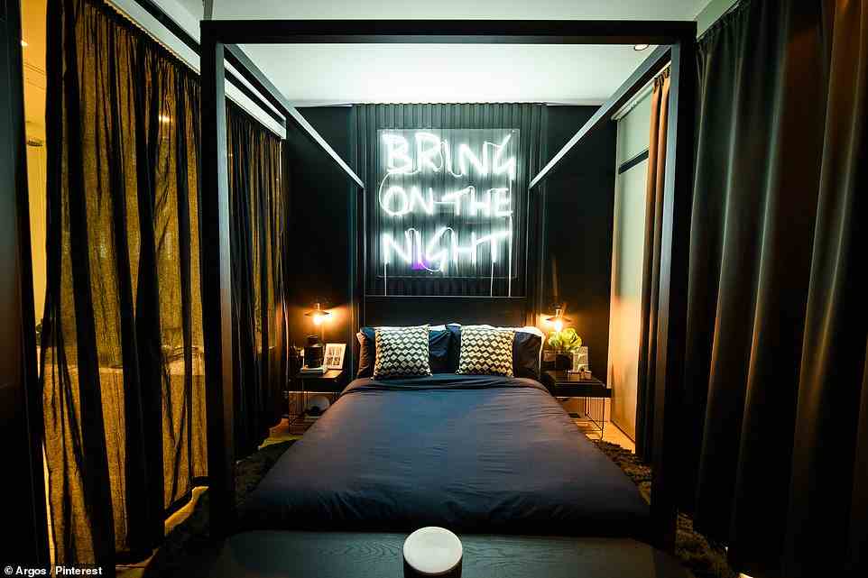 Abgebildet ist das „Night Room“ – ein „futuristischer und lustiger“ Raum, der auf Pinterest-Suchanfragen für „dreamy room“ und „moon wallpaper“ basiert.