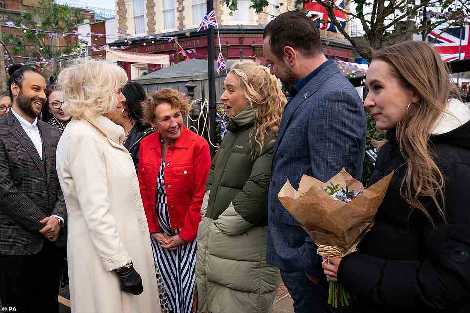 The Duchess of Cornwall meets, Jane Slaughter, Maddy Hill, Danny Dyer and Rose Ayling-Ellis. The royal couple were in no rush and spent a great deal of time mingling with the cast and chatting