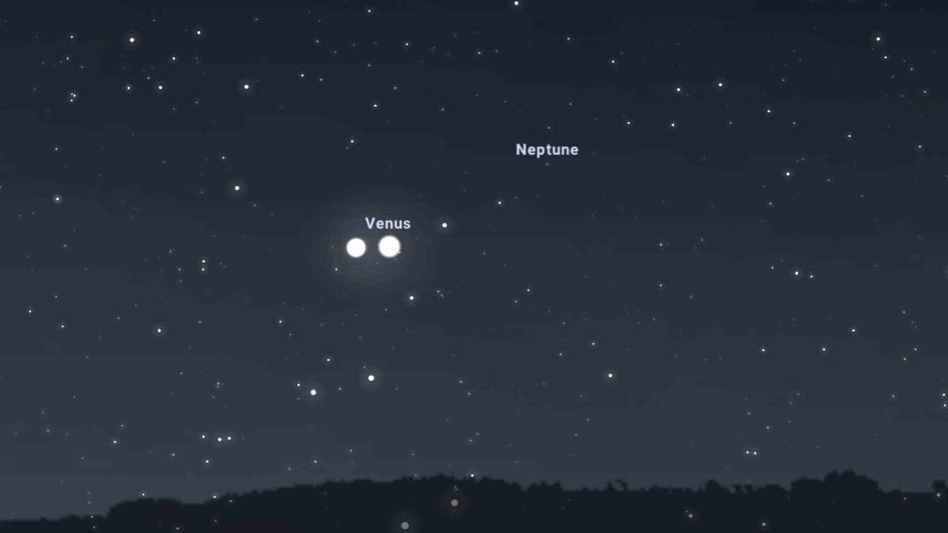 Venus in der Nähe von Jupiter im Stellarium-Screenshot