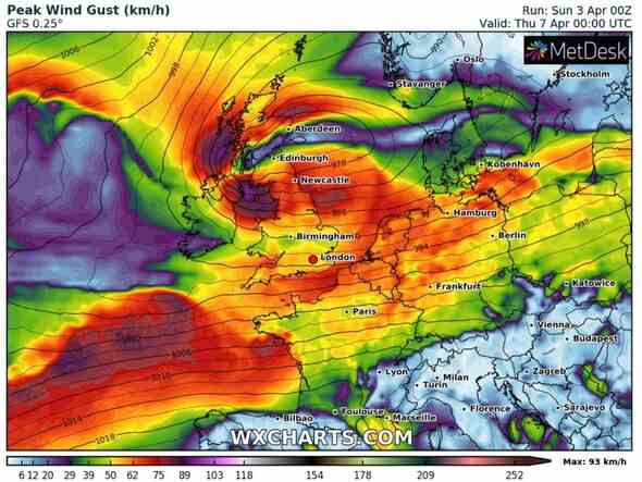 60mph-Winde (lila Kern) zerschmettern Großbritannien