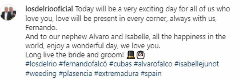 Auch die spanische Popgruppe Los del Río wünschte „ihrem Neffen“ Alvaro in einer süßen Instagram-Nachricht alles Gute