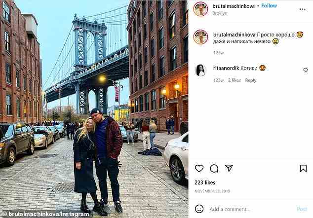 Kolchin and his wife are pictured in the Dumbo district of Brooklyn in November 2019