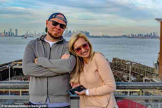 Kolchin and his wife are pictured on what appeared to be the Staten Island ferry