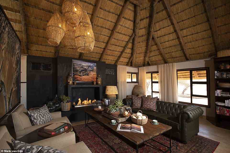 One of the lounge areas at Kwessi Dunes, which is located in the NamibRand, a nature reserve in the south of the country