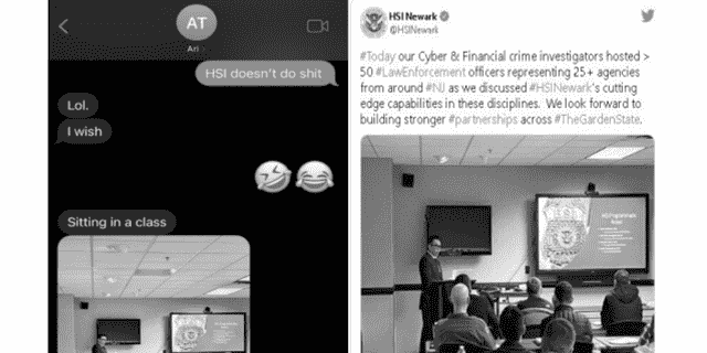Taherzadeh soll dem Geheimdienstagenten auch ein Bild per SMS geschickt haben, von dem er sagte, dass es angeblich von einem Training stammt, aber tatsächlich aus einem Social-Media-Beitrag stammt.