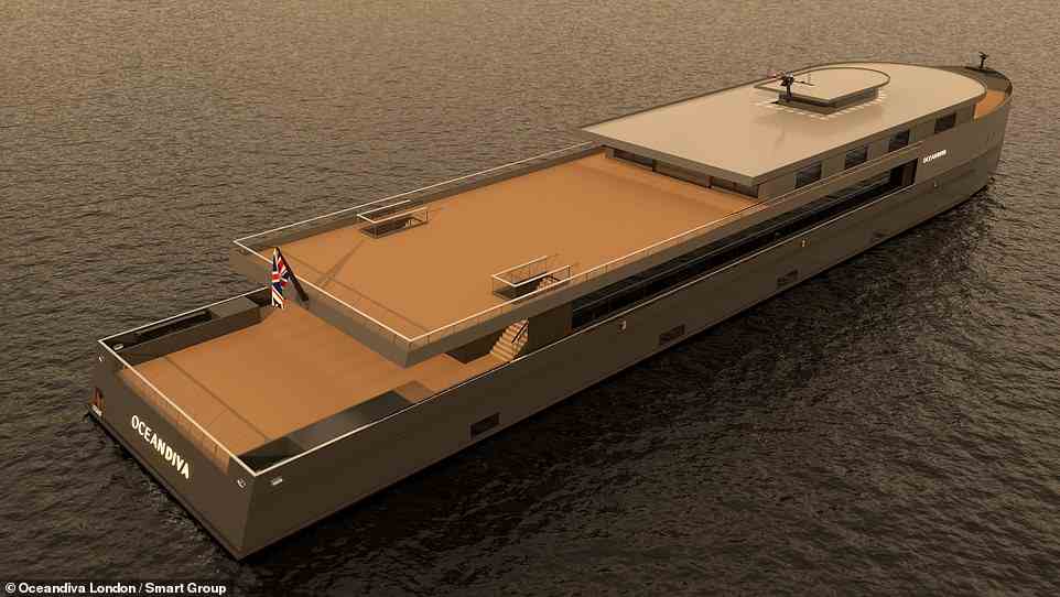 Es wird gesagt, dass das Schiff mit einer Länge von 282 Fuß (86 m) und einer Breite von 55 Fuß (17 m) der „größte schwimmende Veranstaltungsraum“ auf der Themse sein wird