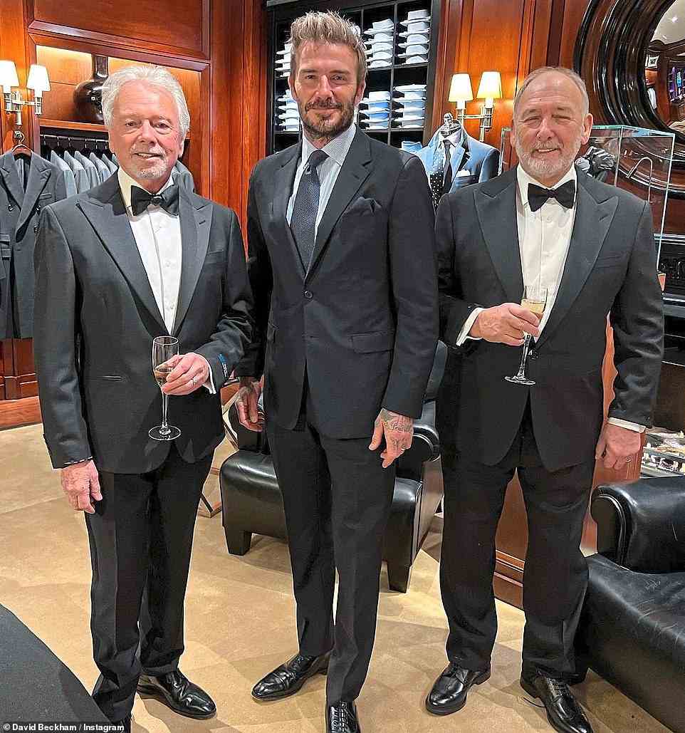 Wedding: Brooklyn's father David has no formal role at the wedding, but friends say he has been tasked with ensuring that all the Beckham men look their best. He is pictured with his father Ted and father-in-law Tony Adams