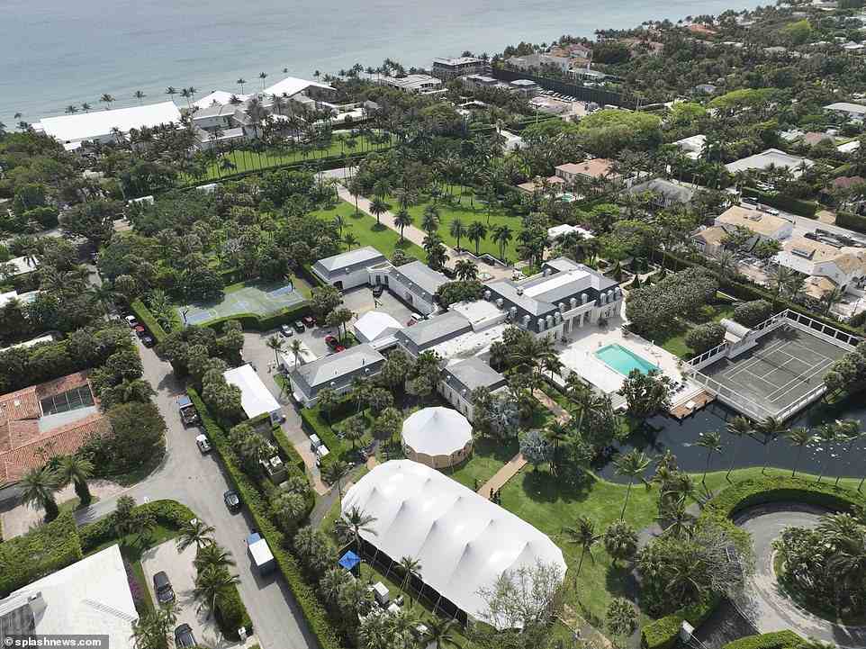 Massive: Sprawling: The oceanfront estate, owned by Nicola's parents Nelson and Claudia, boasts two large properties, a swimming pool and tennis and basketball courts