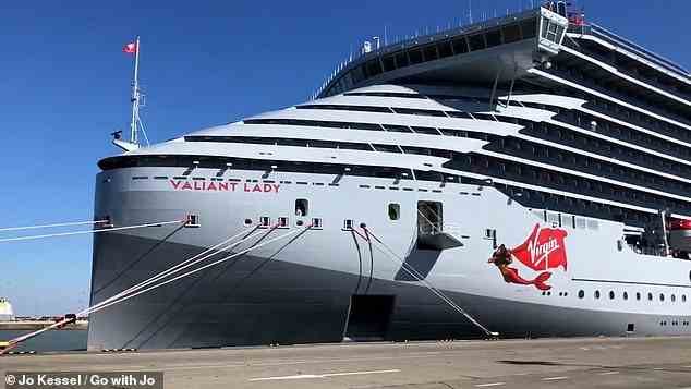'The 2,700-passenger ship¿s exterior resembles a sleek, giant superyacht, with a glamorous mermaid gracing the liner¿s bow,' says Jo