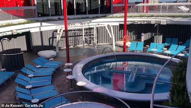 'This is a ship like no other, something I hoped to capture on film,' says Jo. Above is a hot tub on board