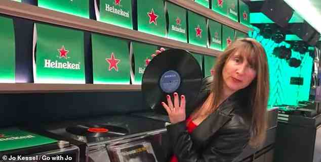 Jo pays a visit to the record shop on board - which she says is a nod to Virgin¿s music-industry roots