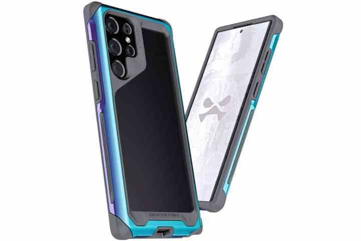Ghostek Atomic Slim 4 Prismatic Aluminium Case für das Samsung Galaxy S22 Ultra mit Metallrahmen und weicher TPU-Schicht.