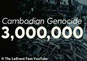 About one-minute into the video, the death counts from various genocides throughout history popped up on the screen as Cole discussed abortion.