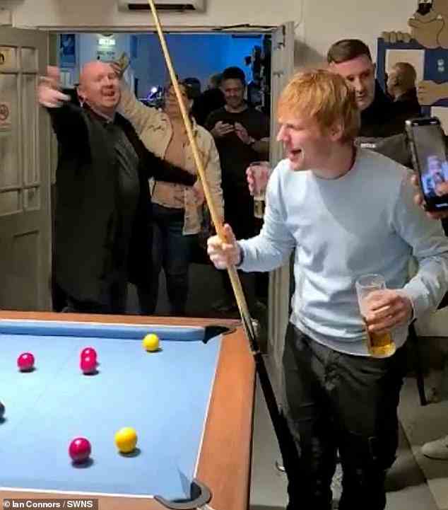 Drinking Out Loud: Ed pulled pints and sang with locals at a pub in Birmingham on Sunday as he continued his partying streak after his High Court victory