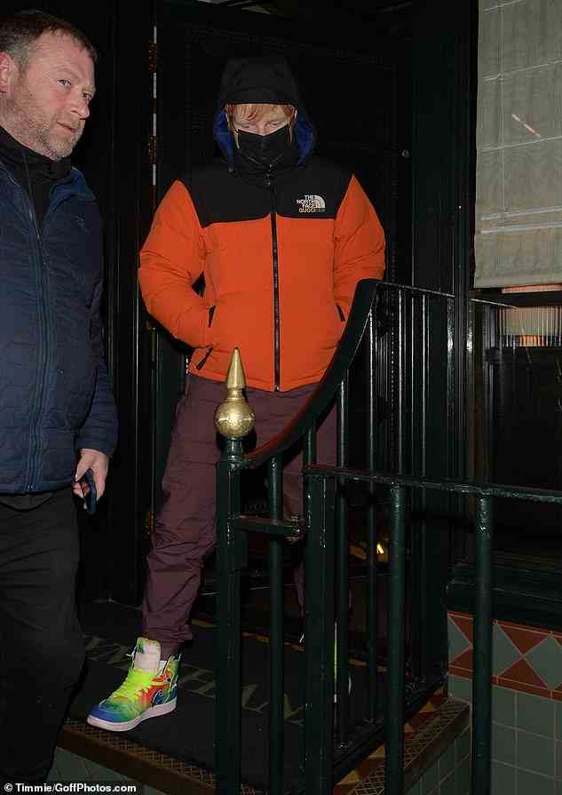 The Shape Of Booze: Ed is understood to have celebrated winning his copyright court case by hosting a private party on Wednesday and going out in Mayfair on Thursday (pictured)