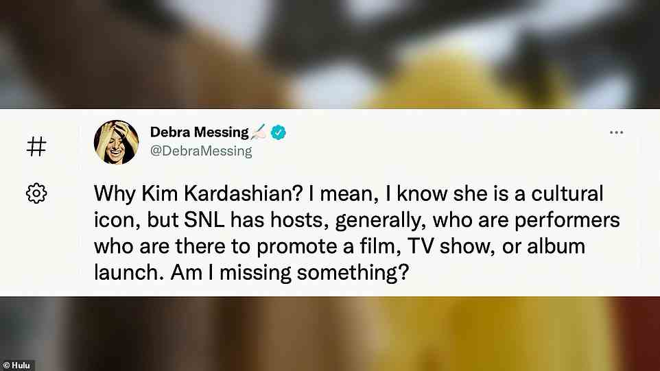 A girl from Will & Grace: Kim says that ‘a girl from Will & Grace’ - a.k.a. Debra Messing said she has ‘no idea why I would be chosen as a host'