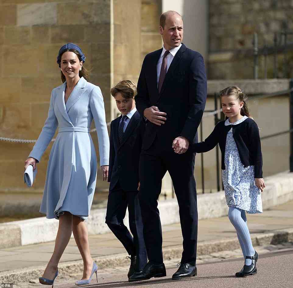 The Cambridge children's Easter Sunday outing follows another rare public appearance last month in honour of their great-grandfather, the Duke of Edinburgh
