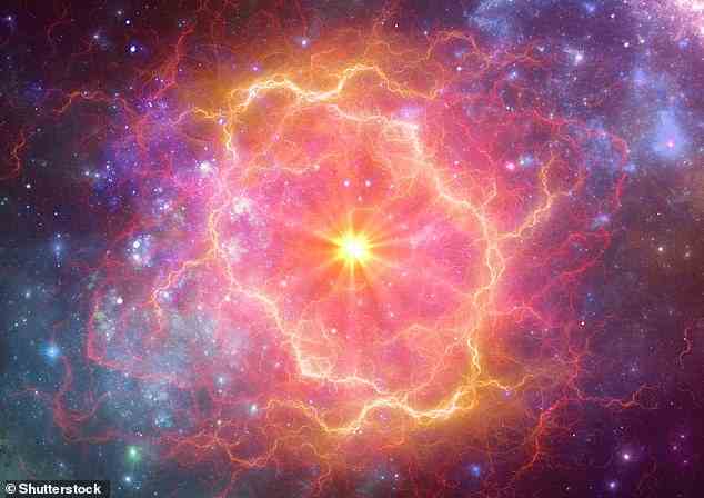 Wenn es durch ein externes Ereignis ausgelöst wird, wie eine Schockwelle, die von einer Supernova-Explosion gesendet wird, kann es Taschen aus dichtem Material erzeugen, die zusammenbrechen und einen Stern bilden.  Bild einer Bildagentur