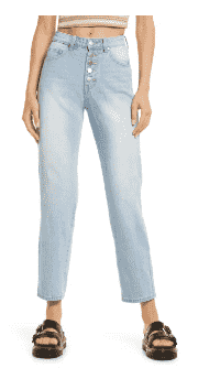 BP Mom-Jeans mit hohem Bund und Knopfleiste