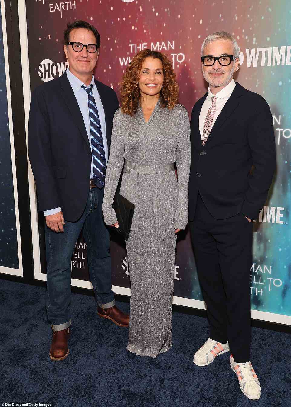Showrunners: The Man Who Fell to Earth co-creators Jenny Lumet (M) and Alex Kurtzman (R) were joined for a picture with their executive producer John Hlavin (L)