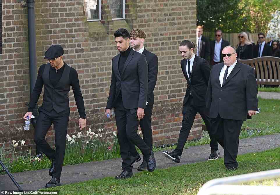 Band: The Wanted stars were pictured walking to the church, dressed in black suits and ties