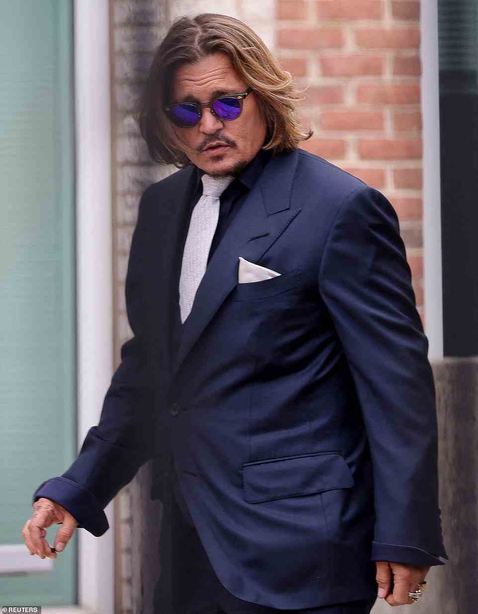 Exes Depp (pictured on April 12), 58, and Heard, 35 - who were married from 2015 to 2016 - have been battling it out in court in recent weeks