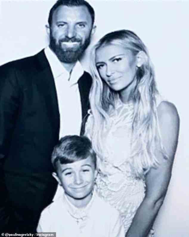 Paulina and Dustin (pictured with their seven-year-old son Tatum) kicked off their wedding weekend with a lavish dinner at Blackberry Farm on Thursday night