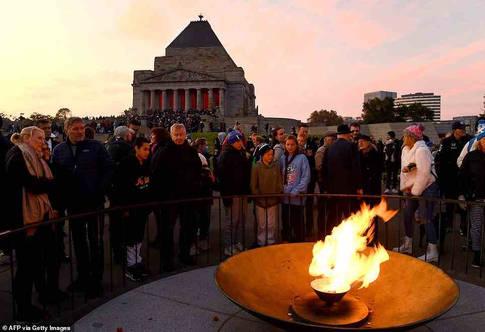 The eternal flame was lit as Melburnians paid their their respects at the Shrine of Remembrance