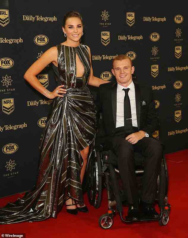 The pair - pictured here at the 2017 Dally M Awards - were high school sweethearts and have been married for five years