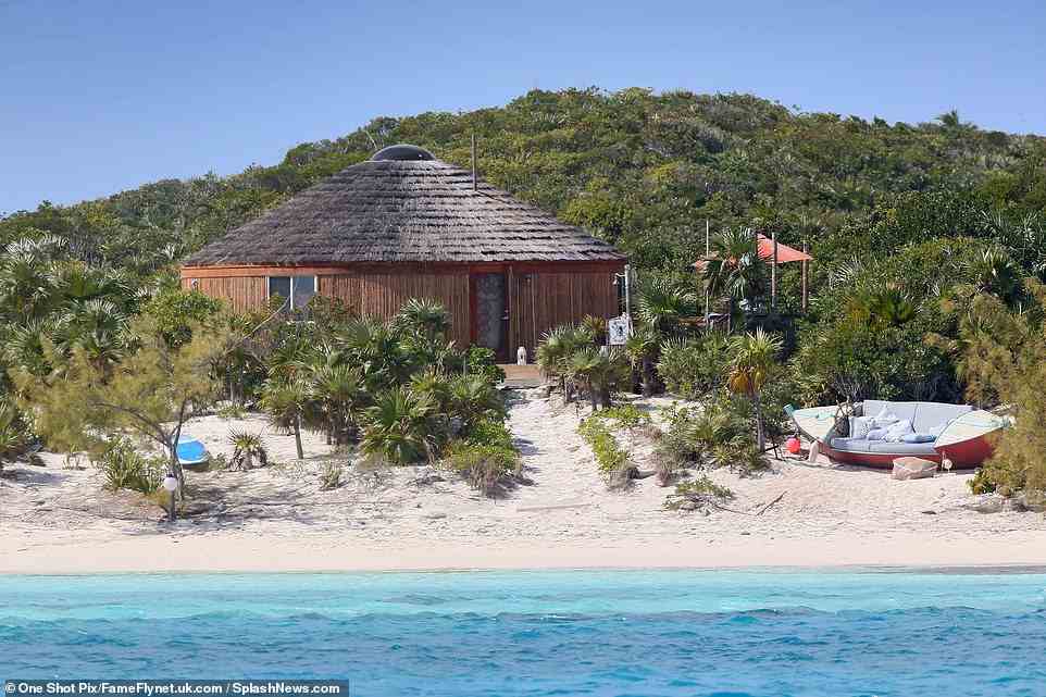 Johnny Depp's small bungalow on his private island Little Hall's Pond Cay in the Bahamas is pictured