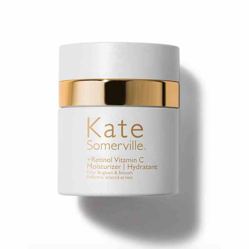 Ein weißes Glas der Kate Somerville +Retinol Vitamin C Feuchtigkeitscreme auf weißem Hintergrund
