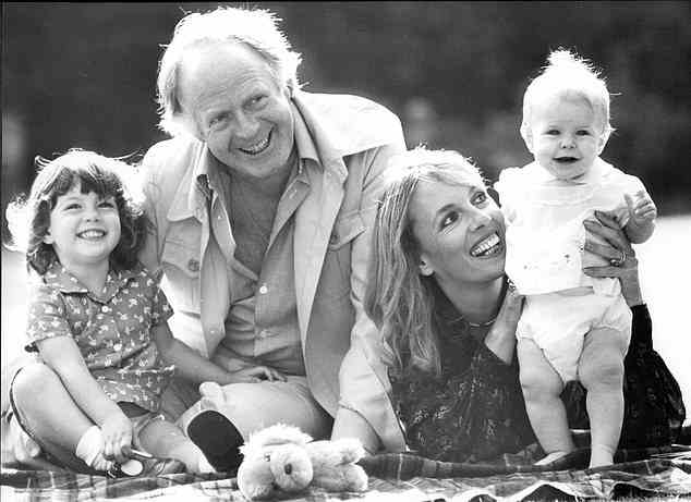 Rebecca Wilcox (far right) at seven months old, pictured with her mother Esther Rantzen,  her father Desmond Wilcox and sister Emily (two-and-a-half)