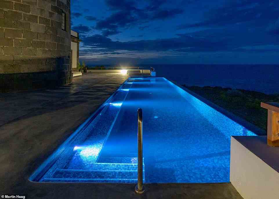 You can swim in Faro Punta Cumplida's shared infinity pool, pictured, or drive to nearby saltwater pools and black-sand beaches along the coast