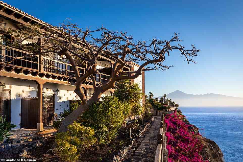 Enjoy views of Tenerife’s Mount Teide (pictured in the background) from hotel Parador de la Gomera