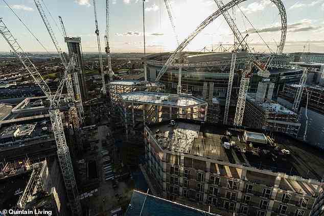 A total of 72,668 build-to-rent homes have now been built in the UK, including at London's Wembley Park (pictured)